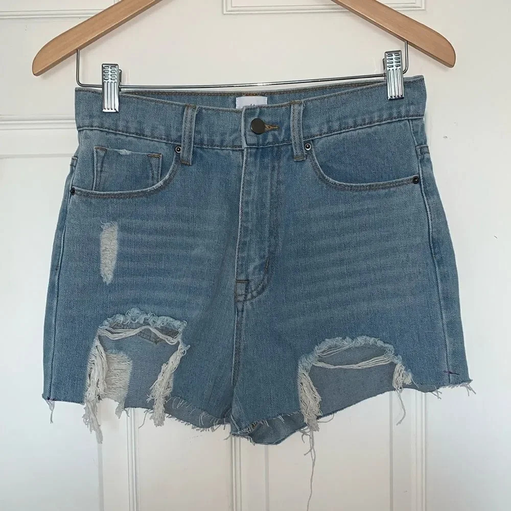 Oh Polly Distressed Blue Denim Shorts Size 6